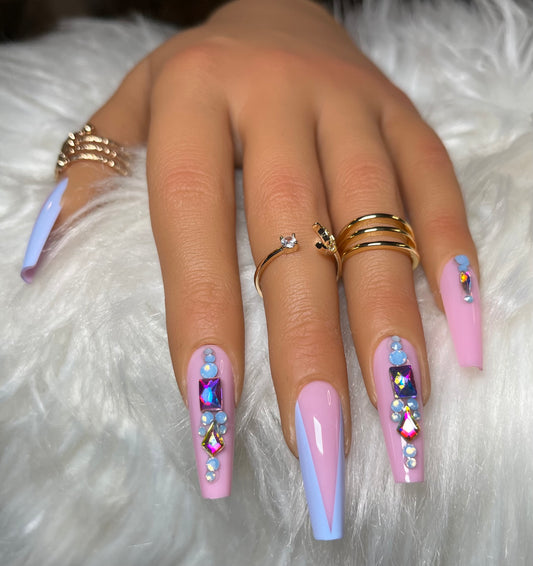 Blue Mix Press On Nails