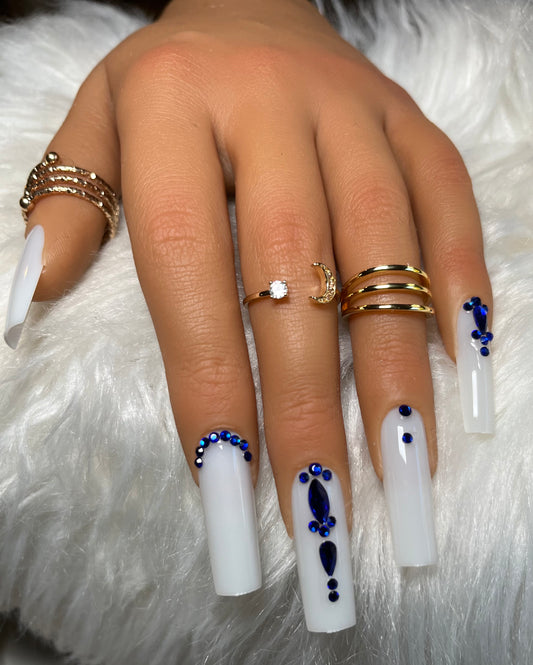 Blue Diamond Press On Nails