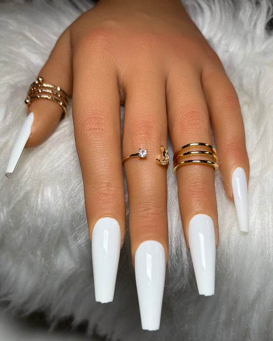 All White Press On Nails